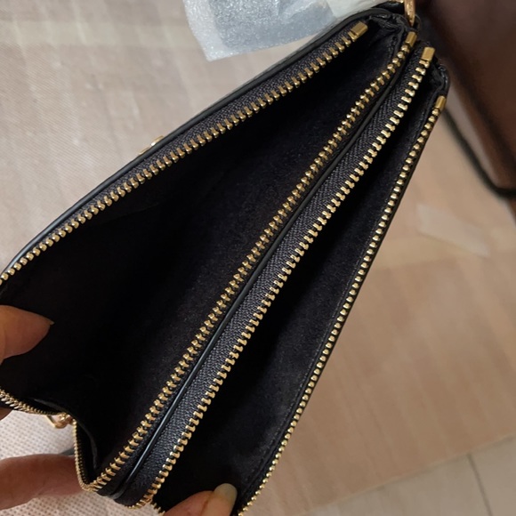 Coach Double Corner Zip Wristlet Black